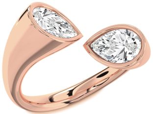 Diamond Rose Gold Pear Two Stone Ring