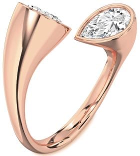 Diamond Rose Gold Pear Two Stone Ring