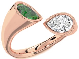 Rose Gold Silver Pear Two Stone Promise Ring
