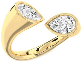 Diamond Gold Pear Two Stone Ring
