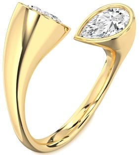 Diamond Gold Pear Two Stone Ring