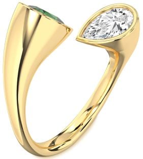 Gold Pear Two Stone Promise Ring