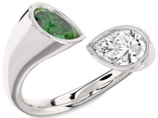 Platinum Pear Two Stone Promise Ring
