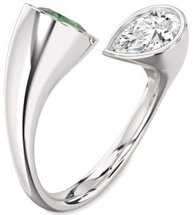 Platinum Pear Two Stone Promise Ring