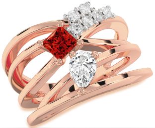 Diamond Rose Gold Pear Three Stone Promise Ring