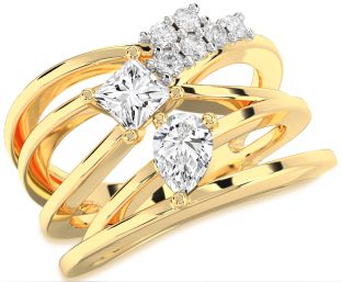 Diamond Gold Pear Three Stone Ring
