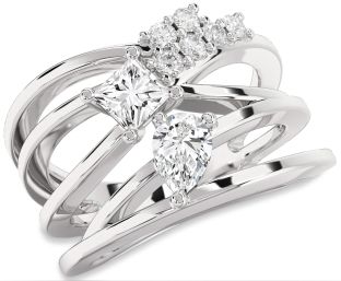 Diamond White Gold Pear Three Stone Ring