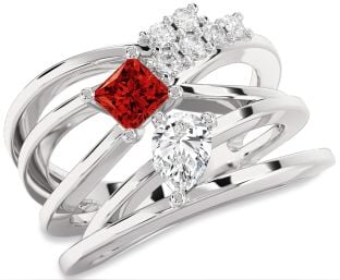 Diamond Platinum Pear Three Stone Promise Ring