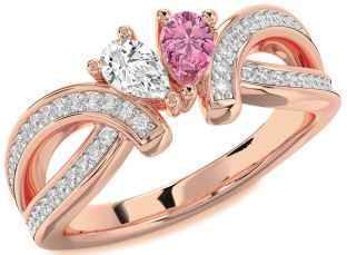 Diamond Rose Gold Pear Two Stone Promise Ring