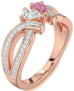 Diamond Rose Gold Pear Two Stone Promise Ring