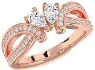 Diamond Rose Gold Pear Two Stone Ring