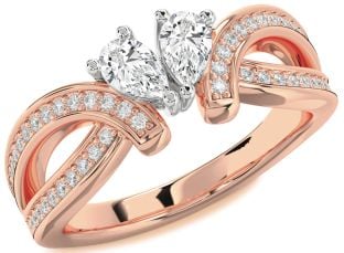 Diamond White Rose Gold Pear Two Stone Ring