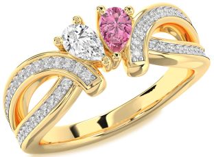 Diamond Gold Pear Two Stone Promise Ring