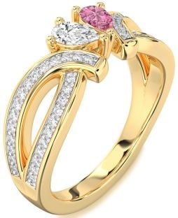 Diamond Gold Pear Two Stone Promise Ring