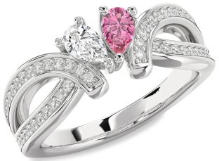 Diamond Platinum Pear Two Stone Promise Ring