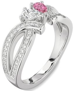Diamond Platinum Pear Two Stone Promise Ring