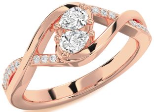 Diamond Rose Gold Pear Two Stone Ring