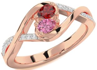 Diamond Rose Gold Pear Two Stone Promise Ring