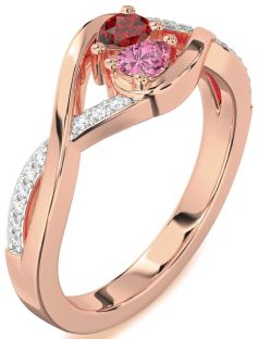 Diamond Rose Gold Pear Two Stone Promise Ring