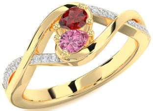 Diamond Gold Pear Two Stone Promise Ring
