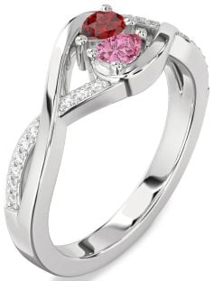 Diamond Platinum Pear Two Stone Promise Ring