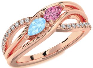 Diamond Rose Gold Pear Two Stone Promise Ring