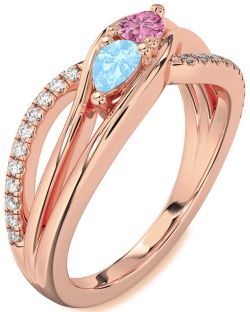 Diamond Rose Gold Pear Two Stone Promise Ring