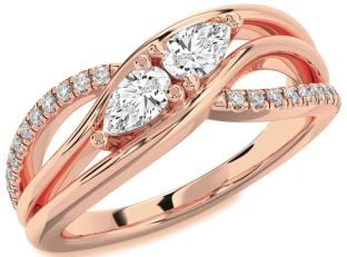 Diamond Rose Gold Pear Two Stone Ring