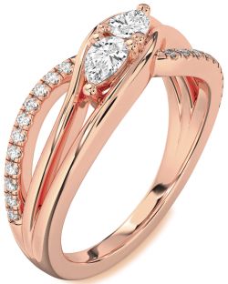 Diamond Rose Gold Pear Two Stone Ring