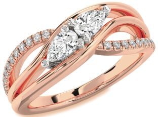 Diamond White Rose Gold Pear Two Stone Ring