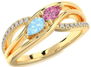 Diamond Gold Pear Two Stone Promise Ring