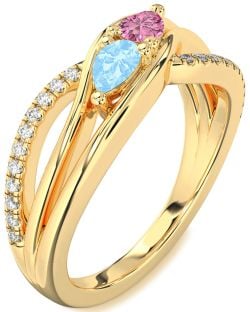 Diamond Gold Pear Two Stone Promise Ring