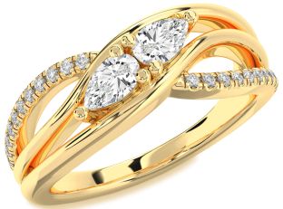 Diamond Gold Pear Two Stone Ring