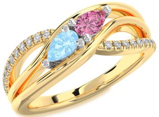 Diamond Platinum & Yellow Gold Pear Two Stone Promise Ring