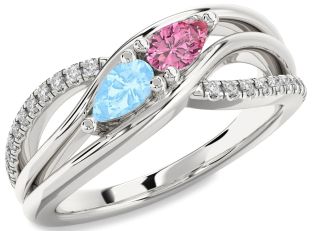 Diamond Platinum Pear Two Stone Promise Ring