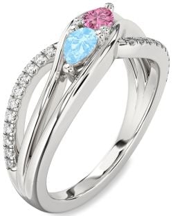 Diamond Platinum Pear Two Stone Promise Ring