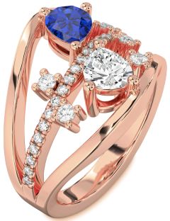 Diamond Rose Gold Pear Three Stone Promise Ring