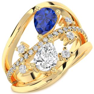 Diamond Gold Silver Pear Three Stone Promise Ring