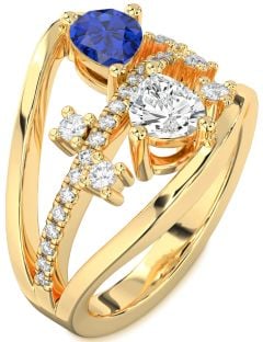 Diamond Gold Pear Three Stone Promise Ring