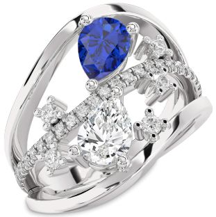 Diamond Platinum Pear Three Stone Promise Ring