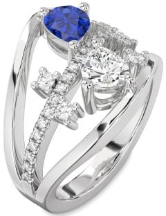 Diamond Platinum Pear Three Stone Promise Ring