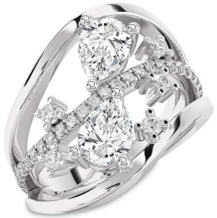 Diamond White Gold Pear Three Stone Ring