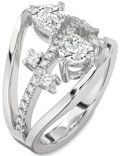 Diamond White Gold Pear Three Stone Ring