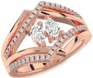 Diamond Rose Gold Pear Two Stone Ring