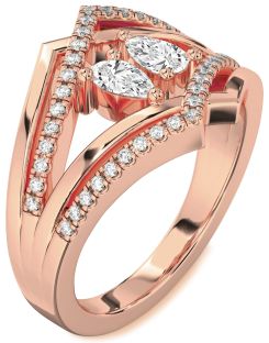 Diamond Rose Gold Pear Two Stone Ring