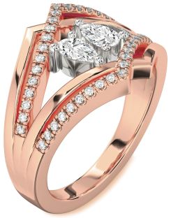 Diamond Platinum & Rose Gold Pear Two Stone Ring