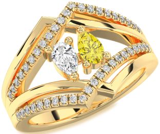 Diamond Gold Pear Two Stone Promise Ring