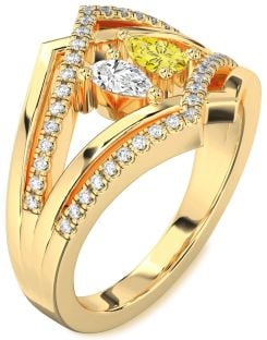 Diamond Gold Pear Two Stone Promise Ring