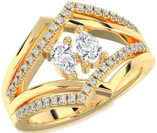 Diamond Gold Pear Two Stone Ring