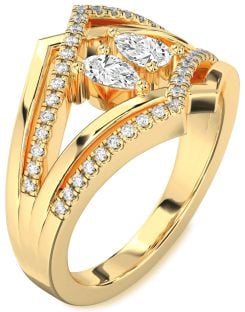 Diamond Gold Pear Two Stone Ring